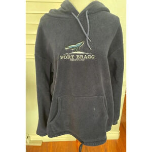 Fort Bragg Mens Fleece Pullover Hoodie Sz L Mendocino California Whale Pocket